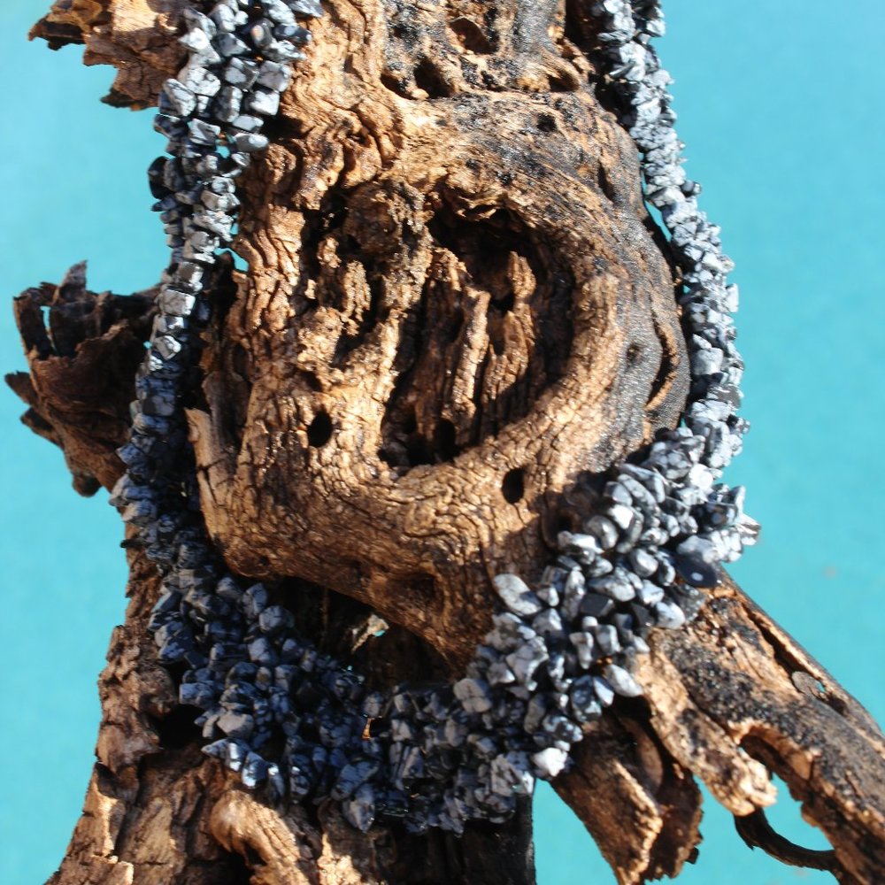 The Cleopatra Collection/ Snowflake- Obsidian Necklace